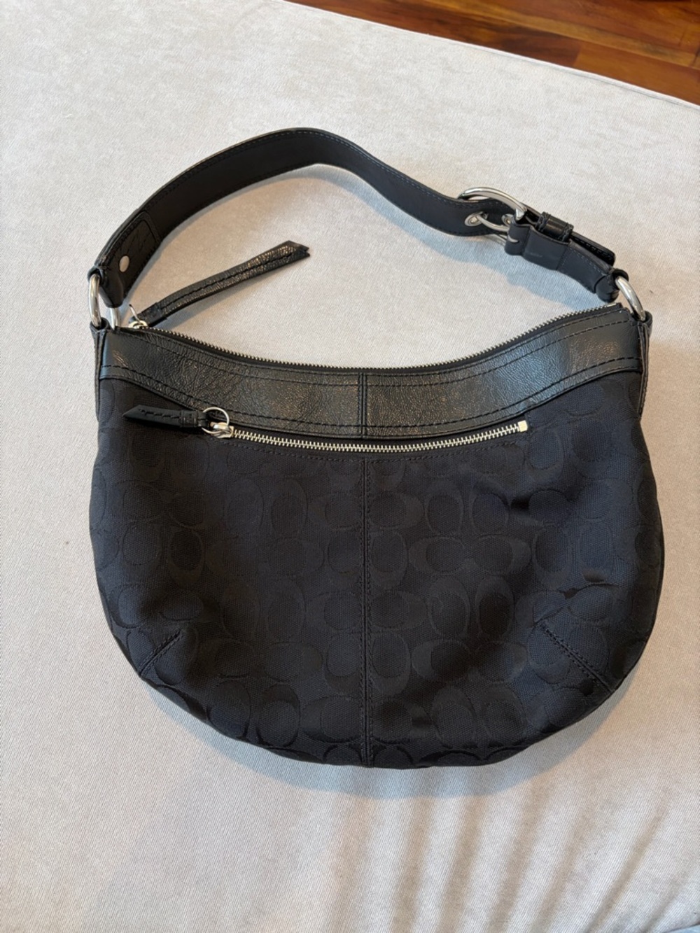 Coach Black Signature Crescent Hobo Bag - Picture 9 of 10